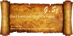 Gallovits Szíriusz névjegykártya